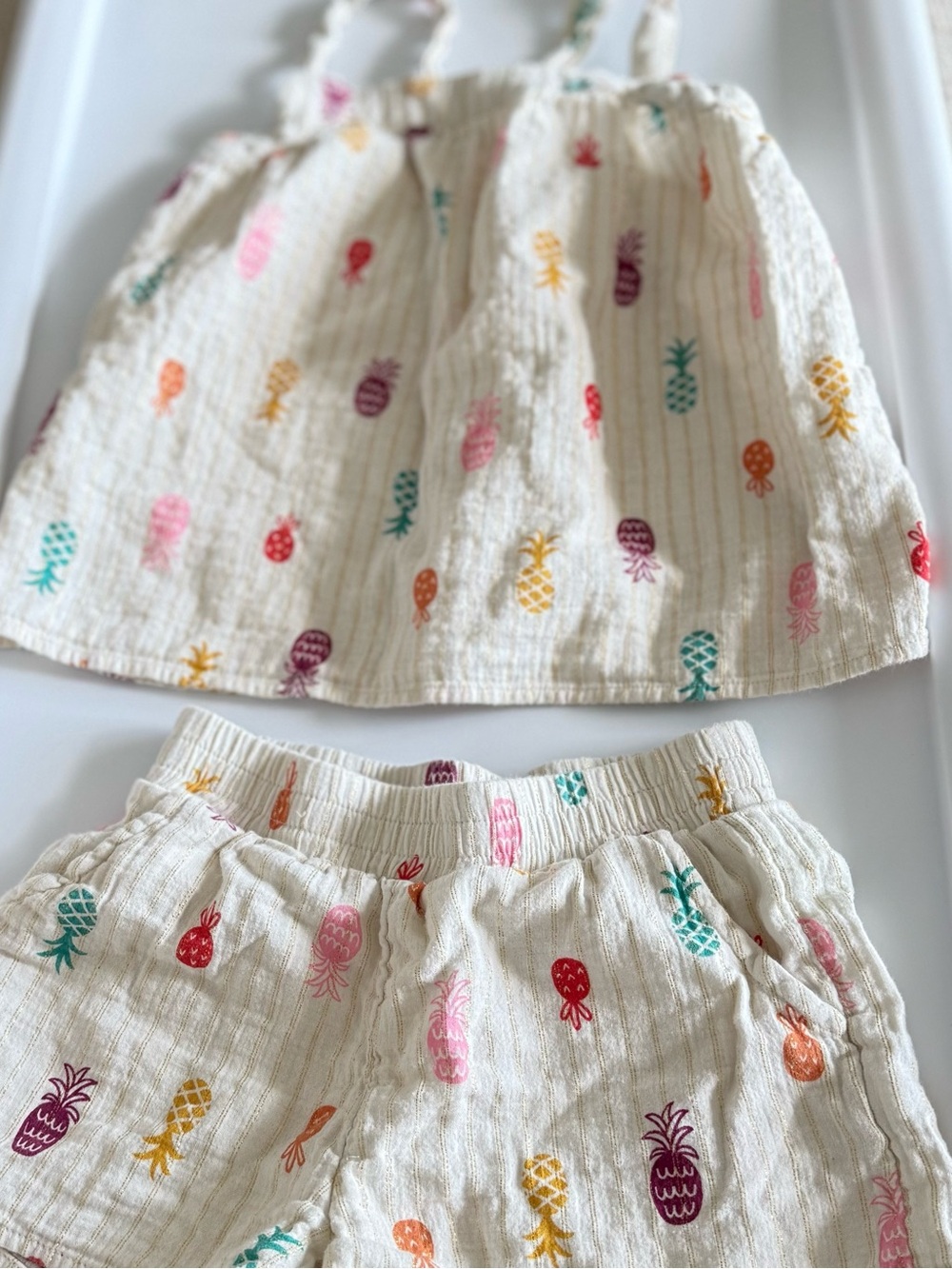 Cat & Jack Cream Pineapple Print Kids Shorts Set